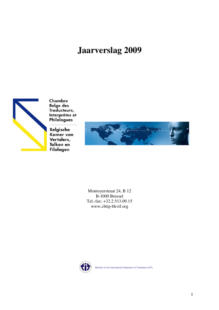 Image de présentation pour le document : Jaarverslag 2009 van de BKVTF