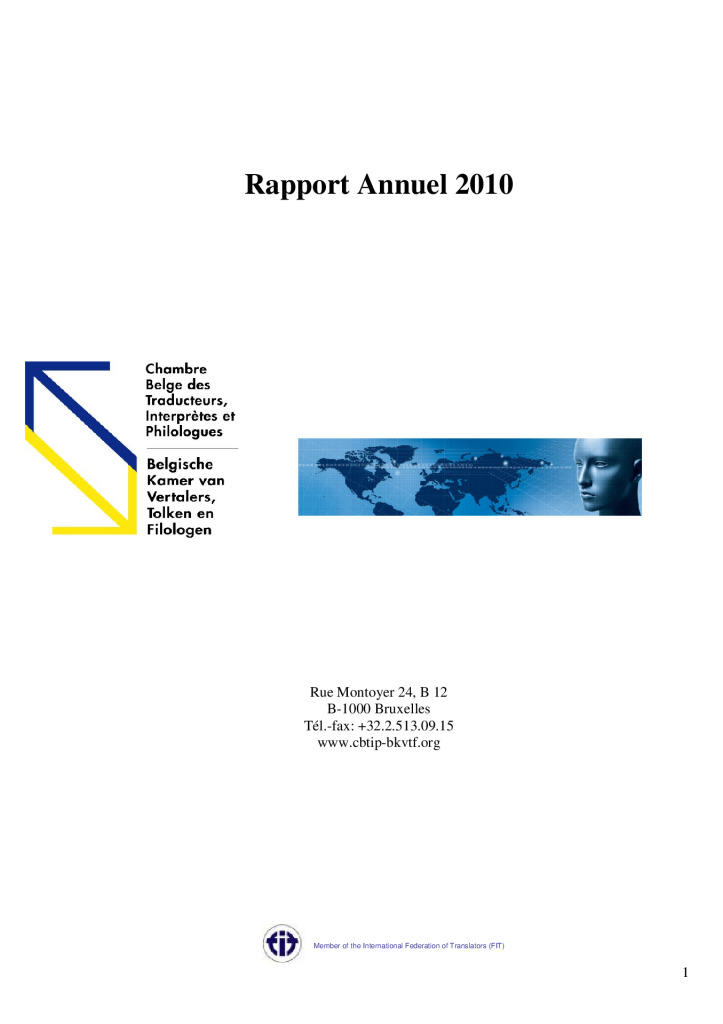 Image de présentation pour le document : Rapport annuel 2010 de la CBTIP