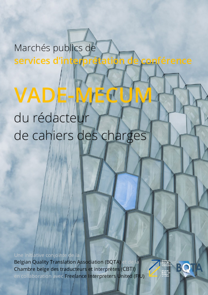 Image de présentation pour le document : Vade-mecum – Marchés publics de services d’interprétation de conférence