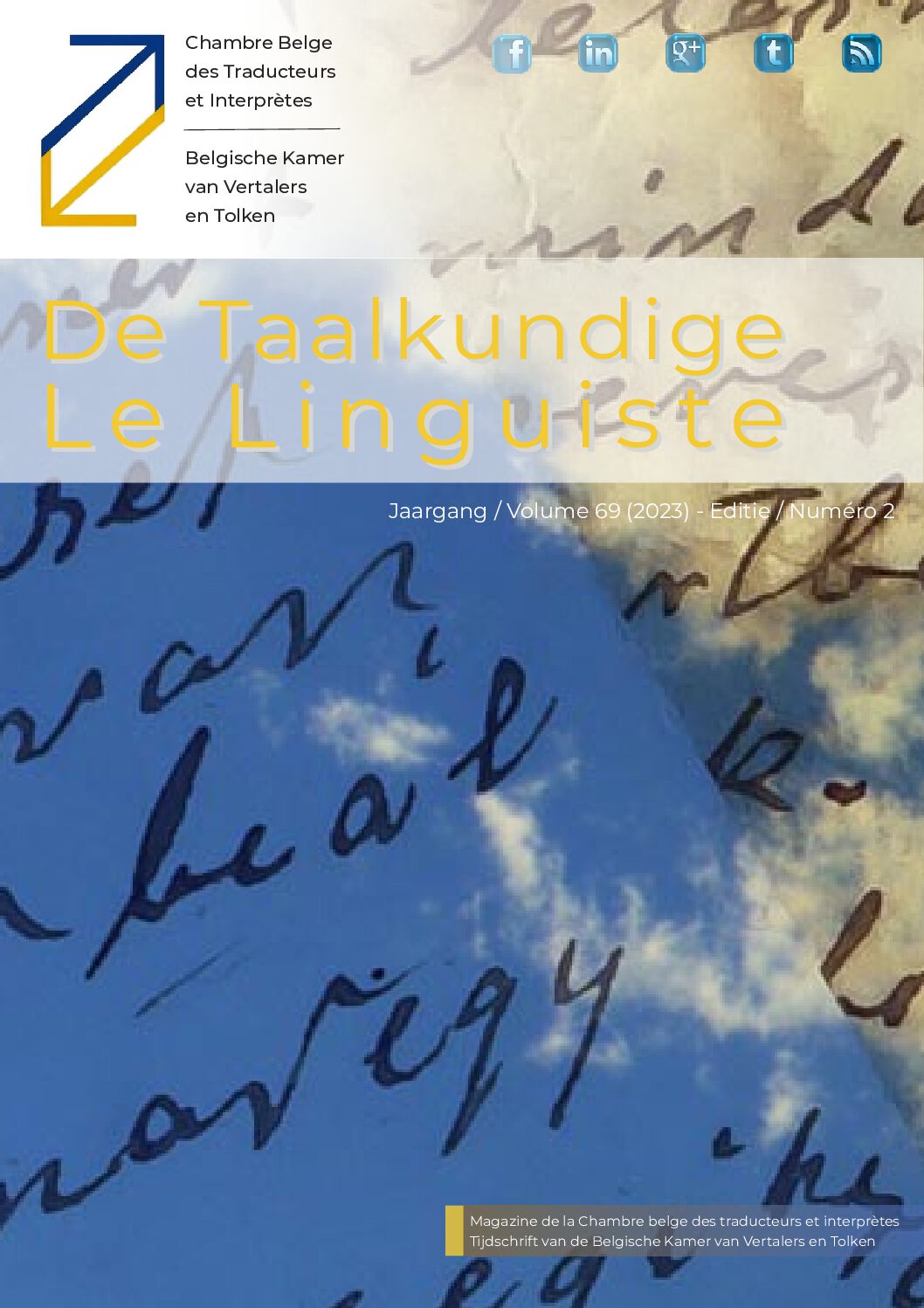 Image de présentation pour le document : De Taalkundige – Le Linguiste 2023-2