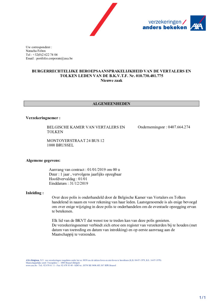 Image de présentation pour le document : Verzekeringspolis Burgerrechtelijke Beroepsaansprakelijkheid AXA