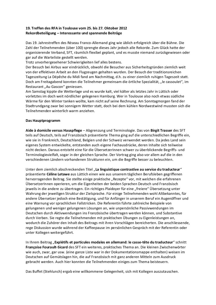 Image de présentation pour le document : Rapport de la rencontre 2012 du Réseau franco-allemand (Toulouse, FR)